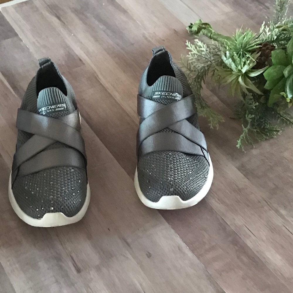 Bobs from Sketcher Slip on  Charcoal Gray Sneaker - Picture 5 of 8